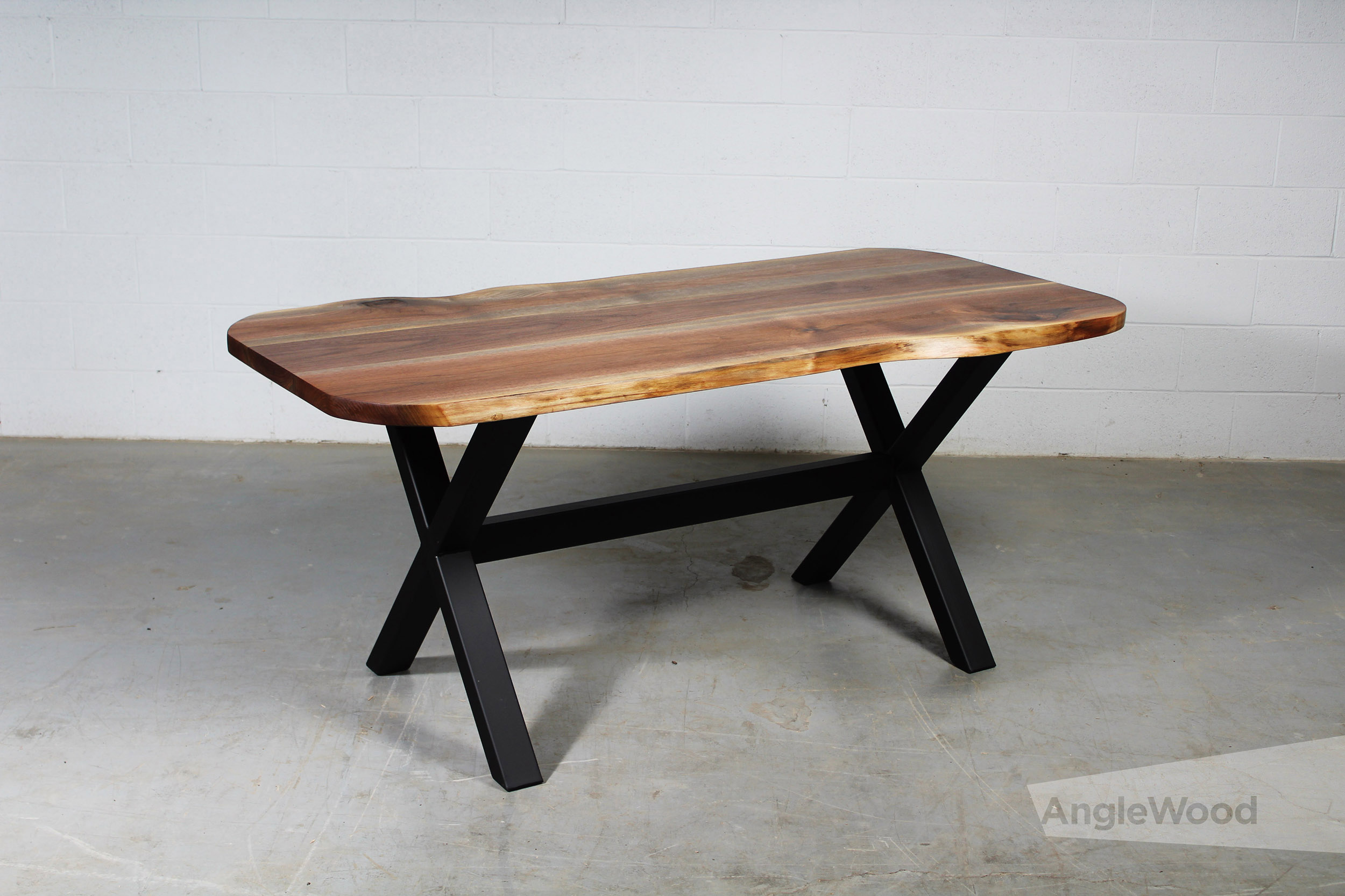 Walnut Live Edge Dining Table X Legs - Anglewood Live Edge Custom ...