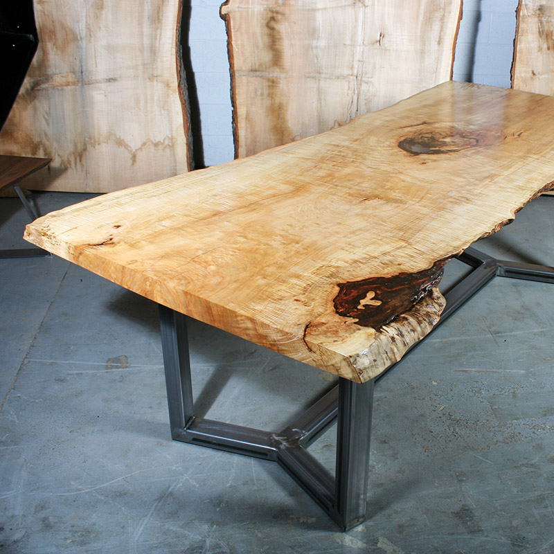 Maple Single Slab Dining Table with Epoxy