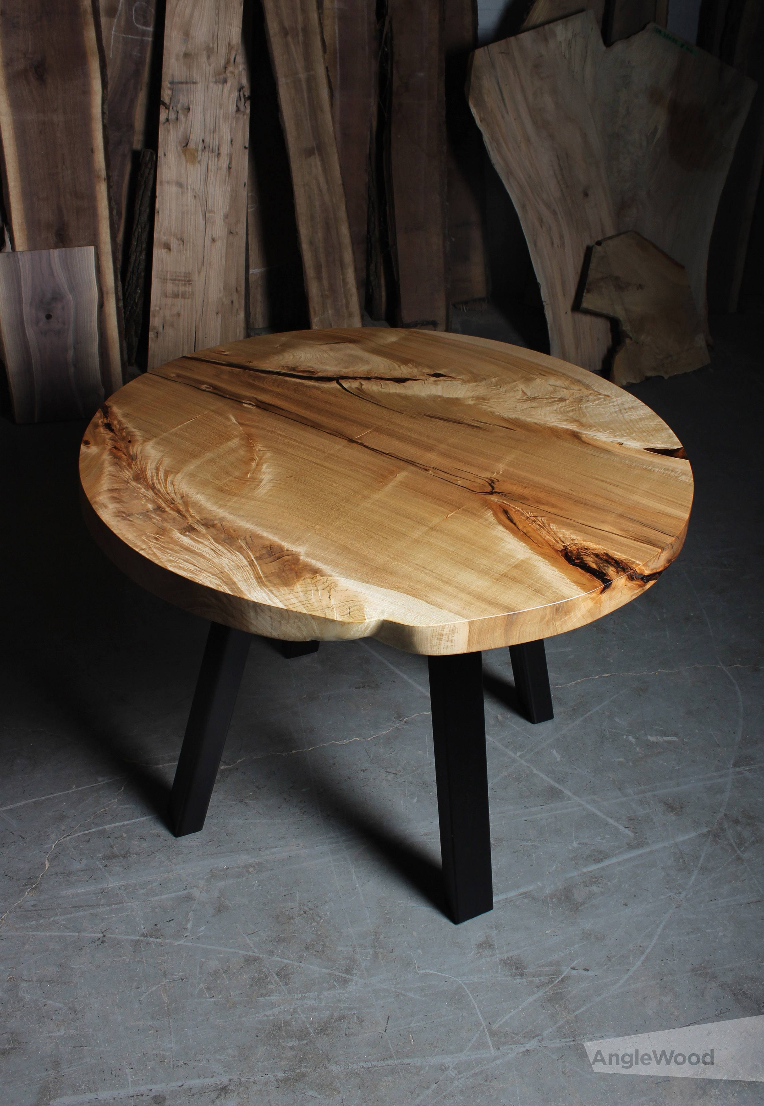 Maple Live Edge Round Dining Table, Round Maple Dining Table