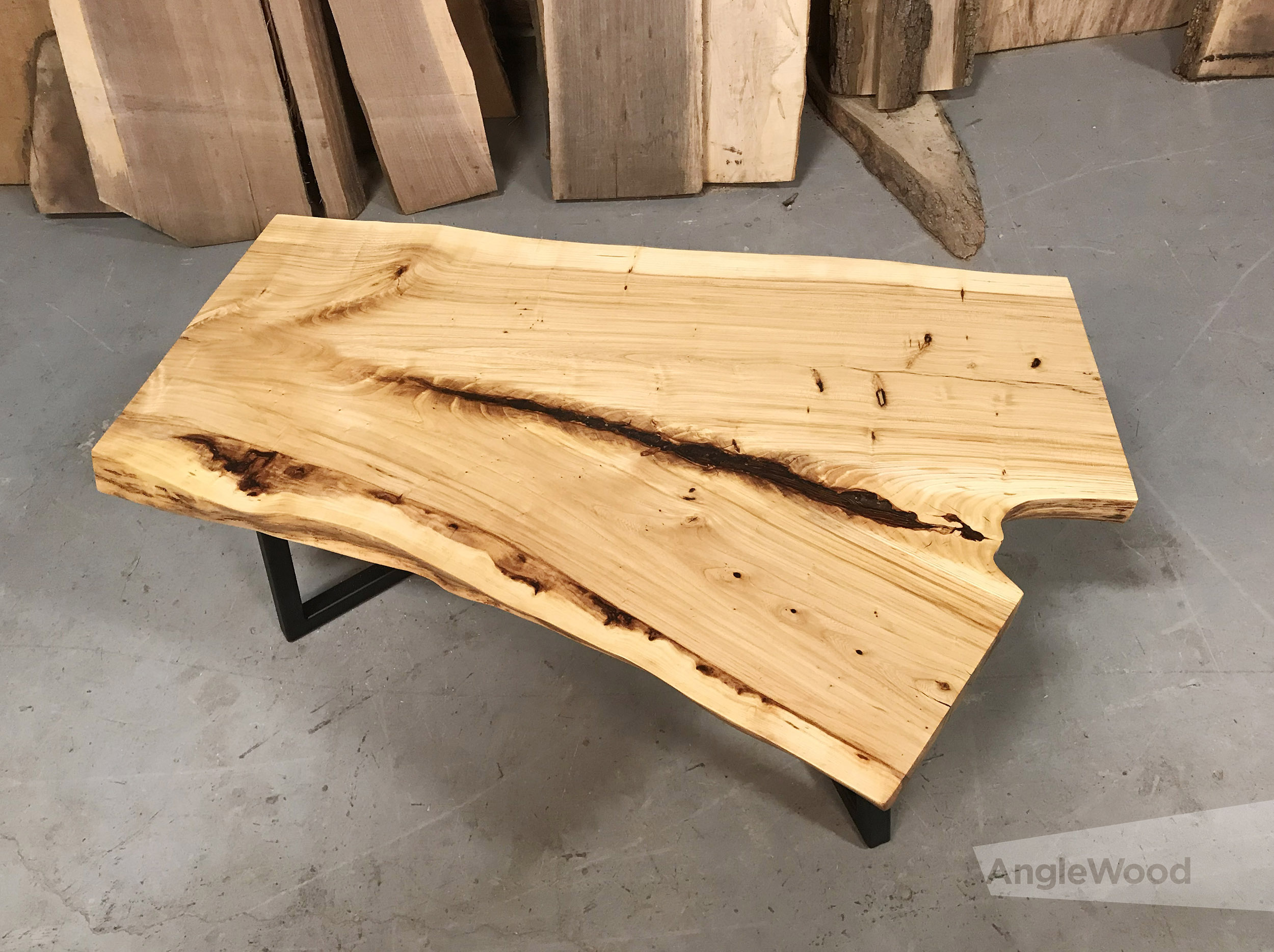 Elm Live Edge Coffee Table with Y Legs