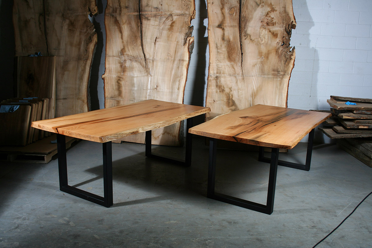 Oak Live Edge Tables with U Shape Legs Anglewood Live Edge Custom