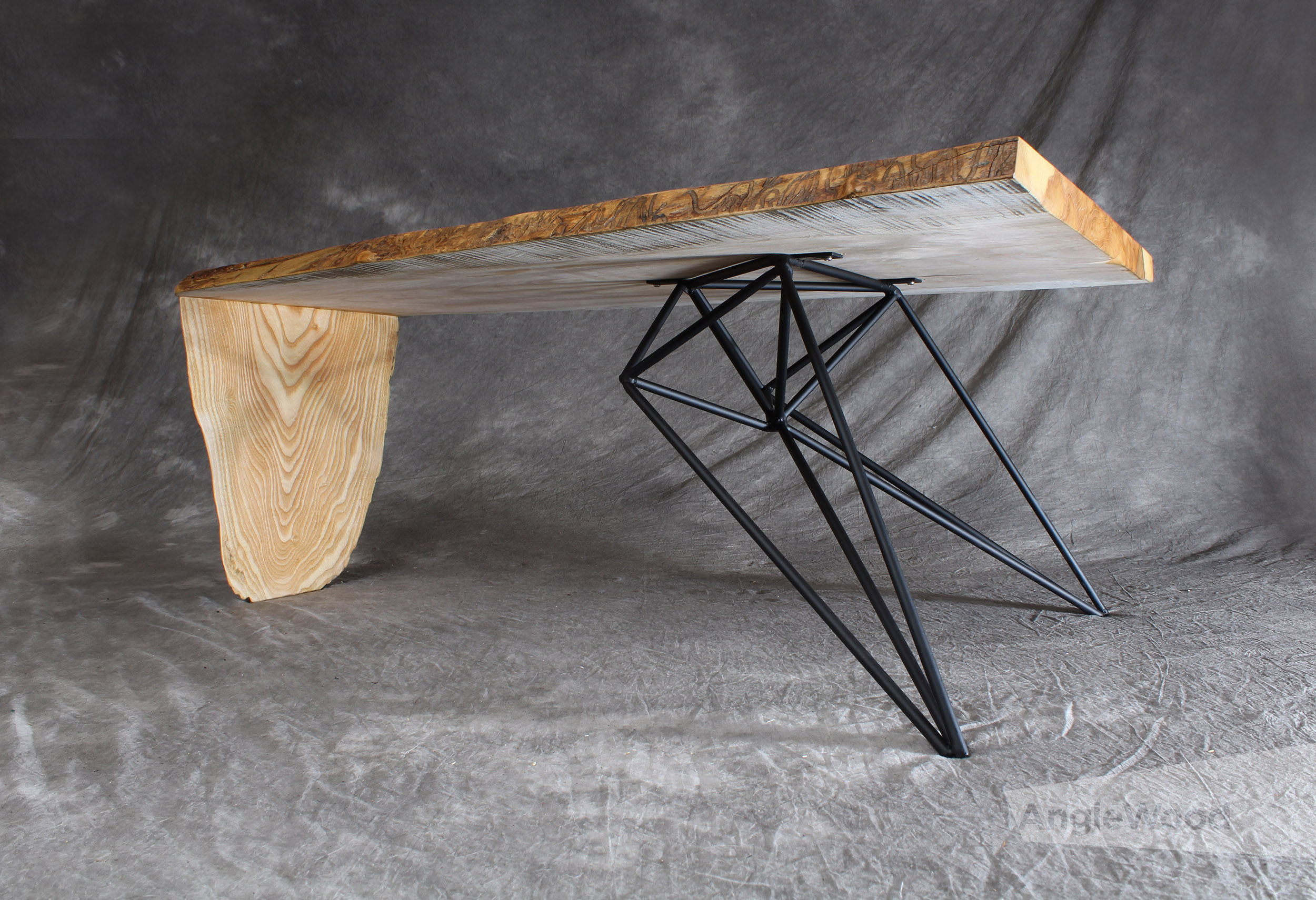 Ash coffee table slab wood geometric powdercoat black live edge Toronto North York Richmond Hill Aurora Newmarket