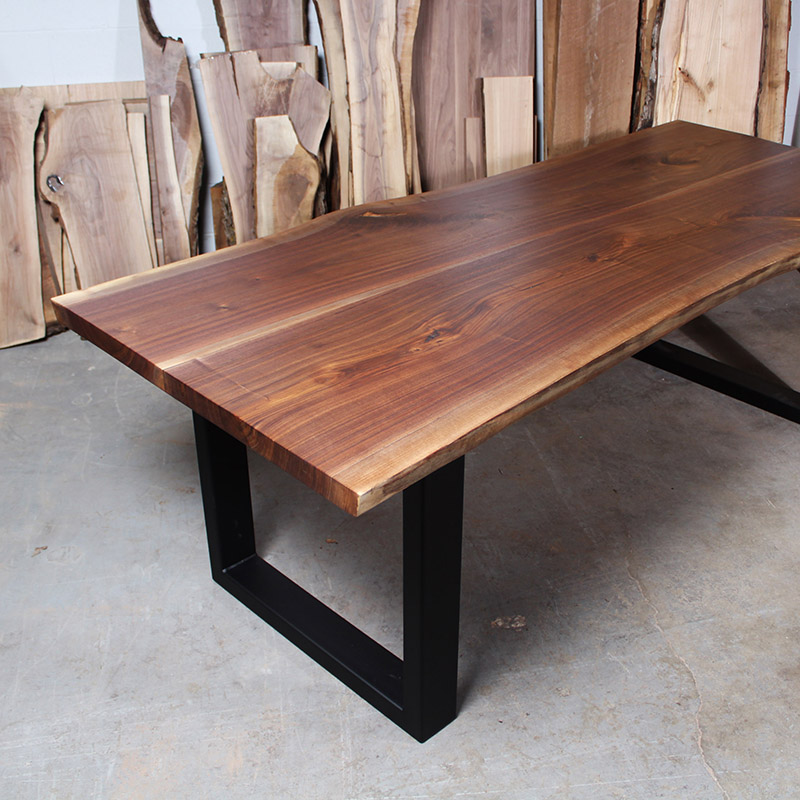 Walnut Live Edge Dining Table U Legs - Anglewood Live Edge Custom 