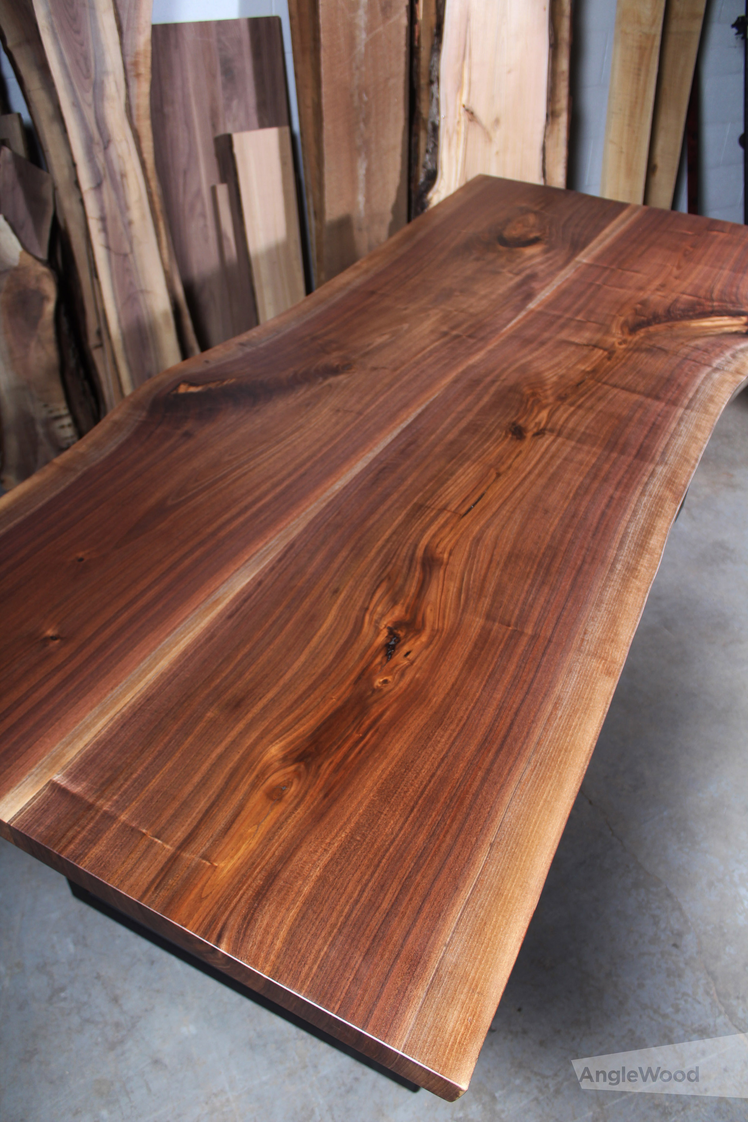 Walnut Live Edge Dining Table U Legs - Anglewood Furniture