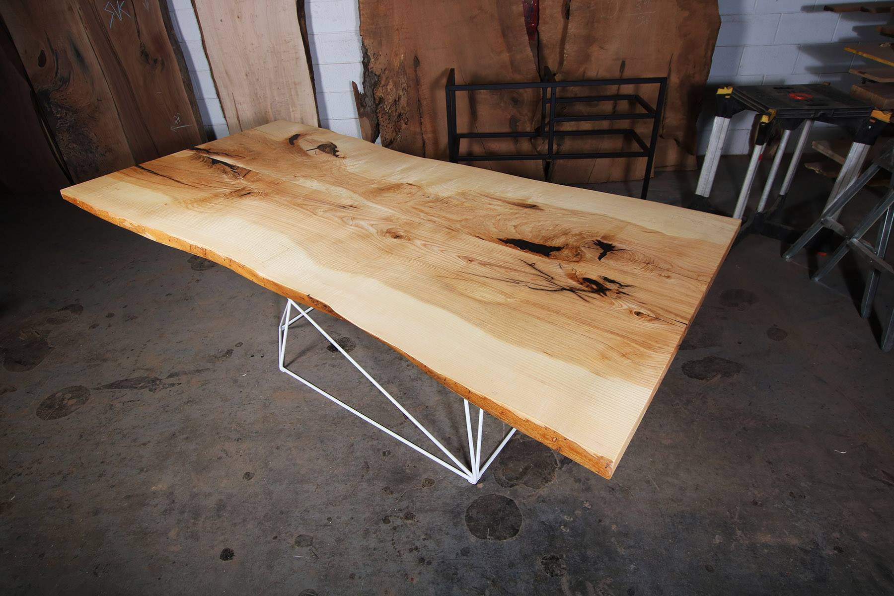 Ash Dining Table with White Geo Frame