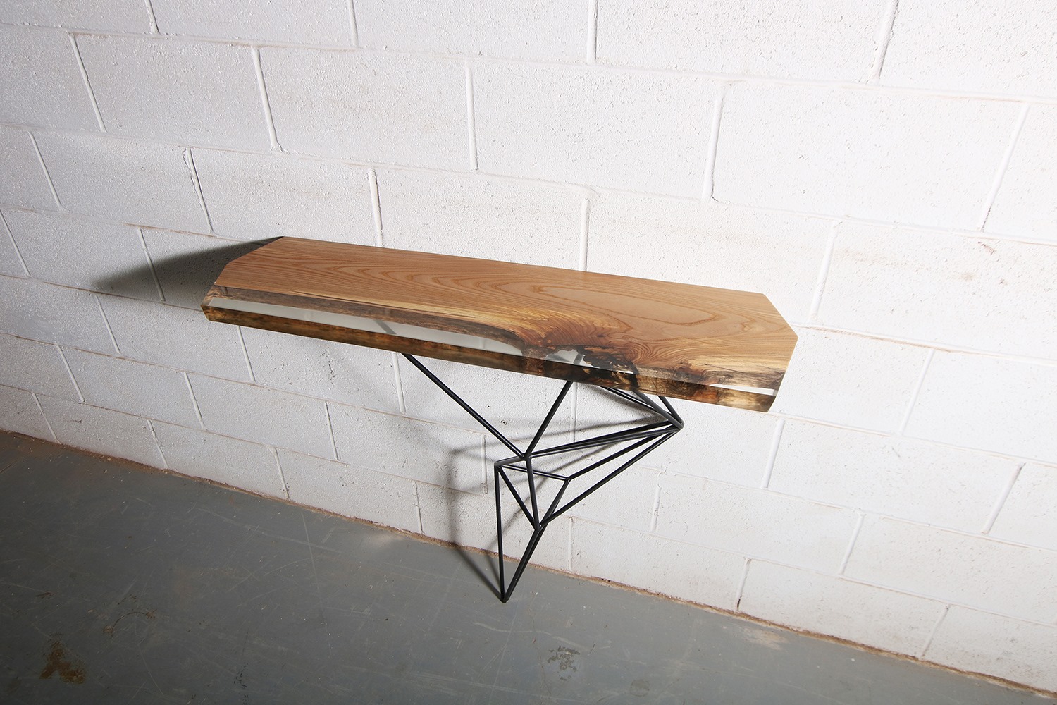 Elm Console Table with Geometric Base