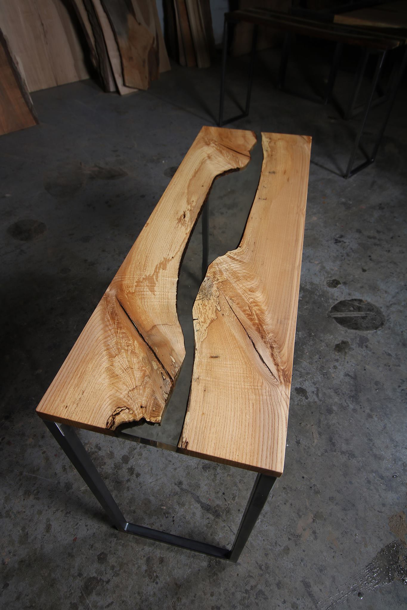 Epoxy River Console Tables with U shaped Legs