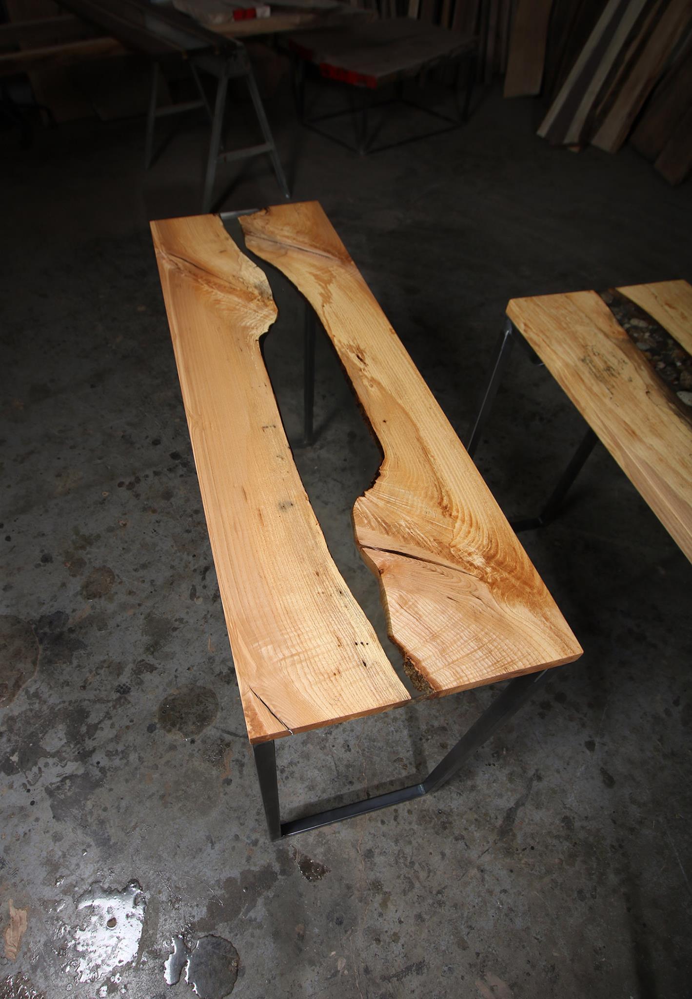 Epoxy River Console Tables with U shaped Legs