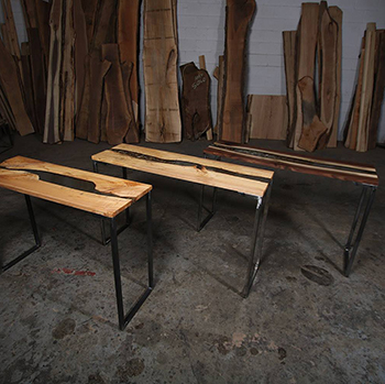 Epoxy River Console Tables with U shaped Legs