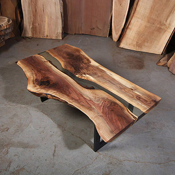 Live Edge Walnut River Coffee Table with U shaped Legs