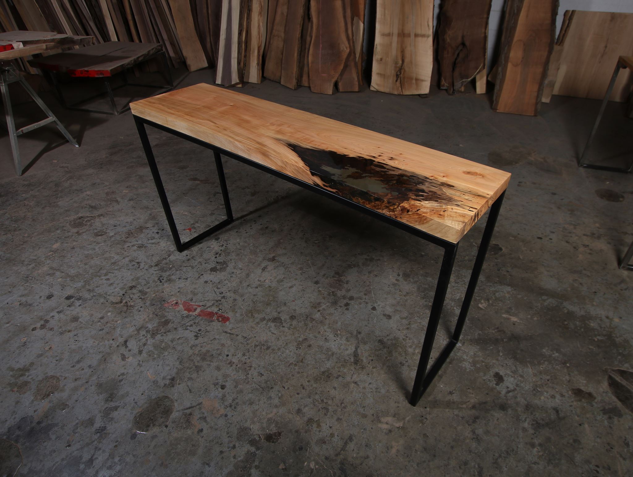Maple Console Table with Open Box Frame