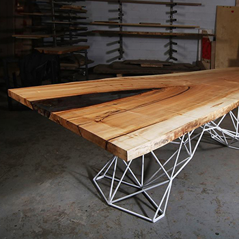 Maple Live Edge Dining Table with Geometric Frame