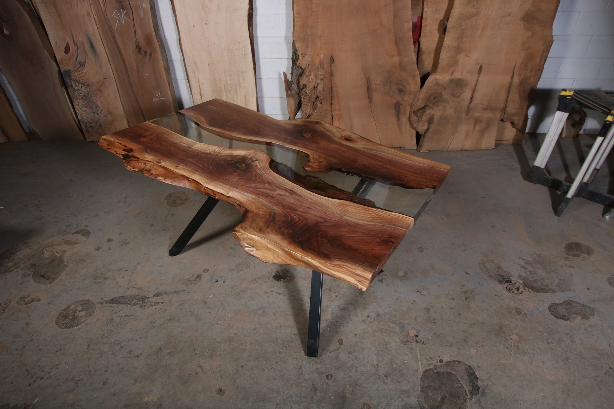 Walnut Kitchen River Table with K shaped Legs
