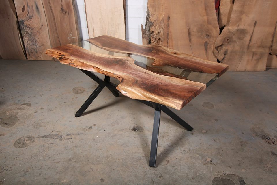 Walnut Kitchen River Table with K shaped Legs