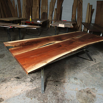 Walnut Live edge Dining Table With X shaped Legs