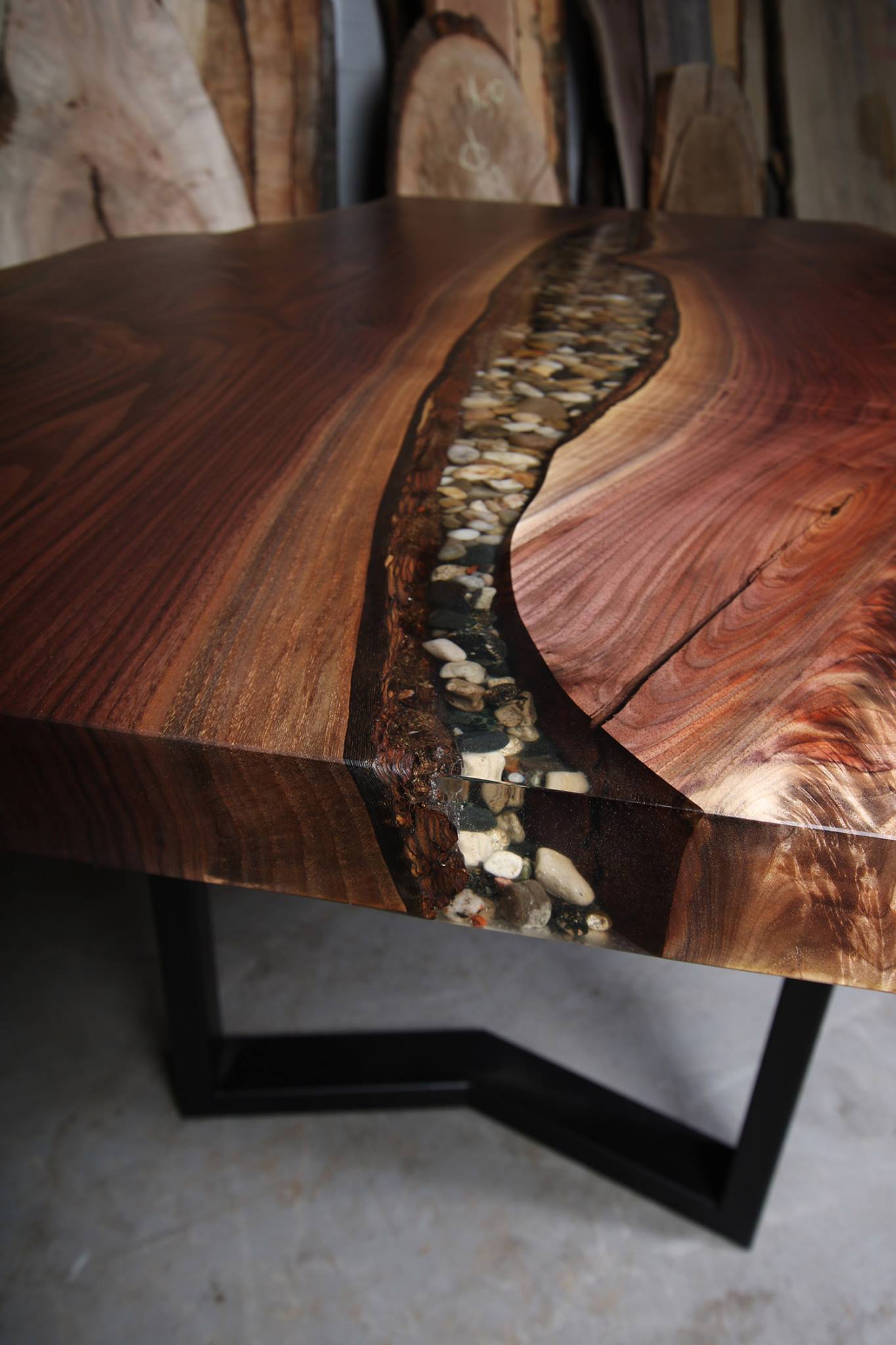 Walnut River Dining Table with V shaped Legs