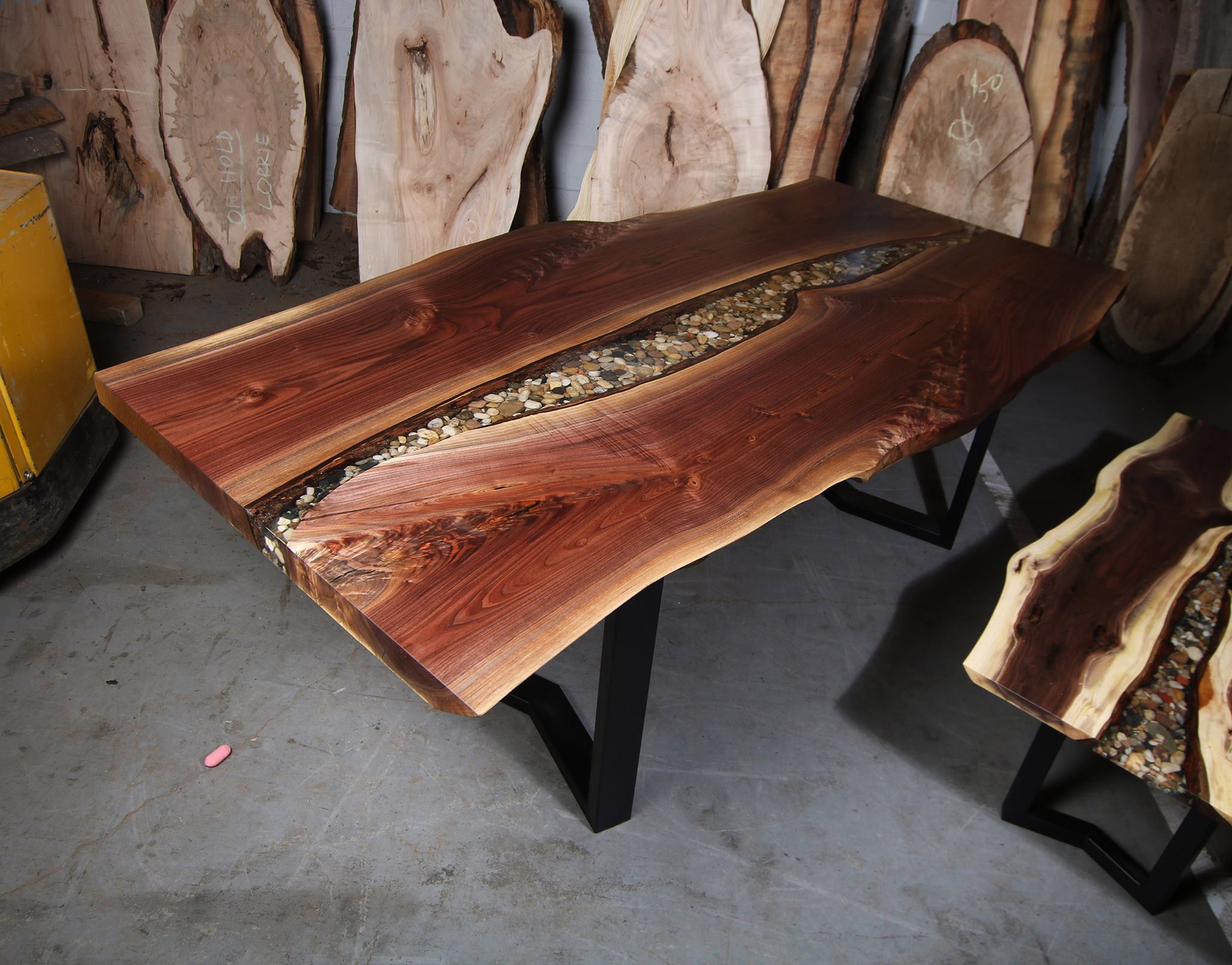 Walnut River Dining Table with V shaped Legs