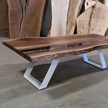 Walnut Coffe Table with White Legs