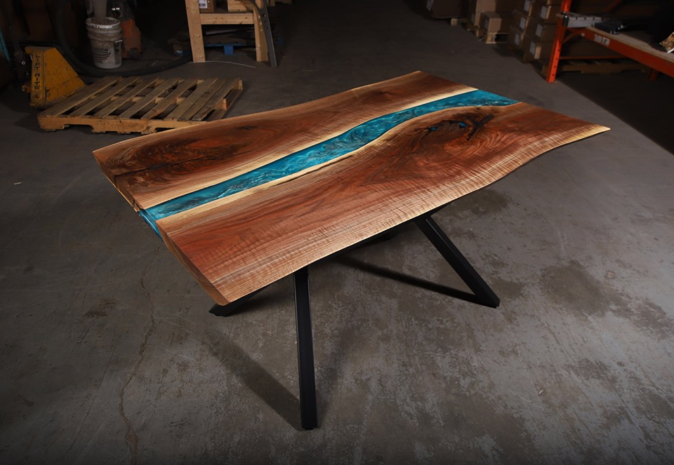 Walnut Dining River Table with "K" shaped legs