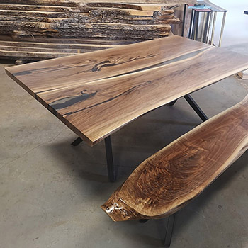 Walnut River Table with Bench
