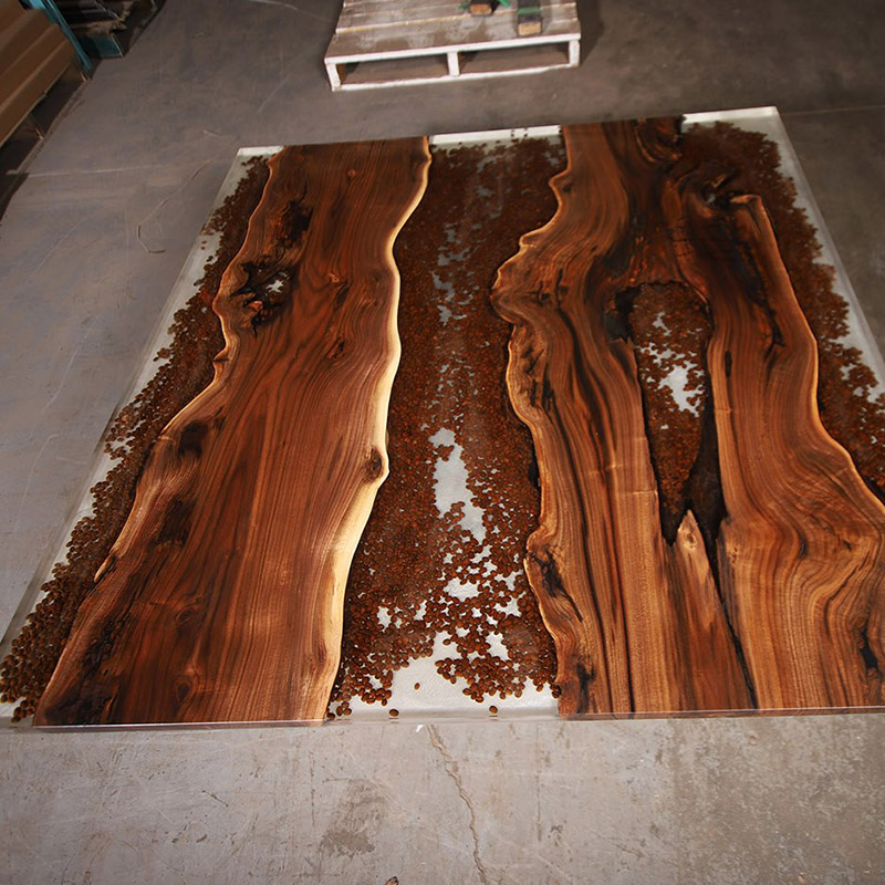 Coffee Table with Coffee Beans in Epoxy