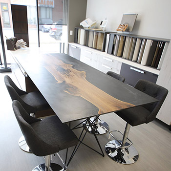 Counter Top with Walnut in Grey Epoxy