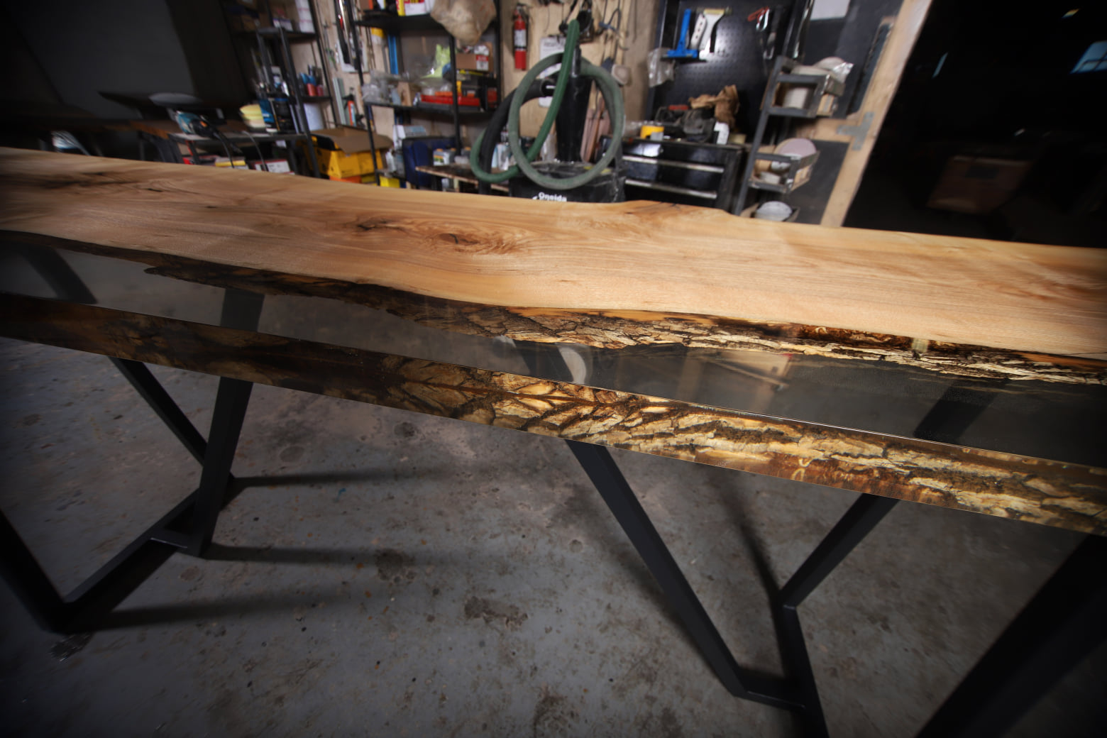 Ash Bar Table with Clear Epoxy