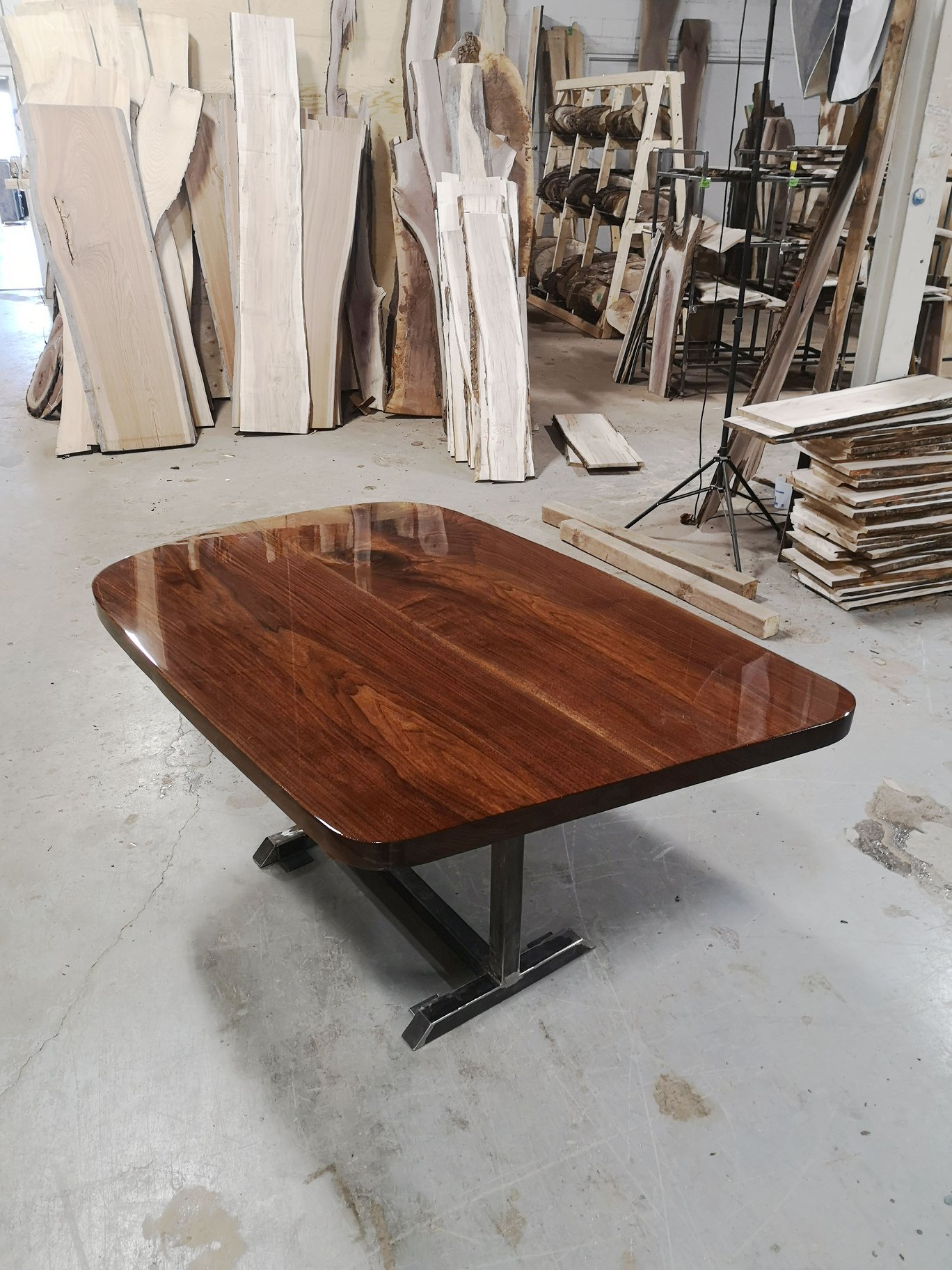 Kitchen Table with Floodcated Walnut Top