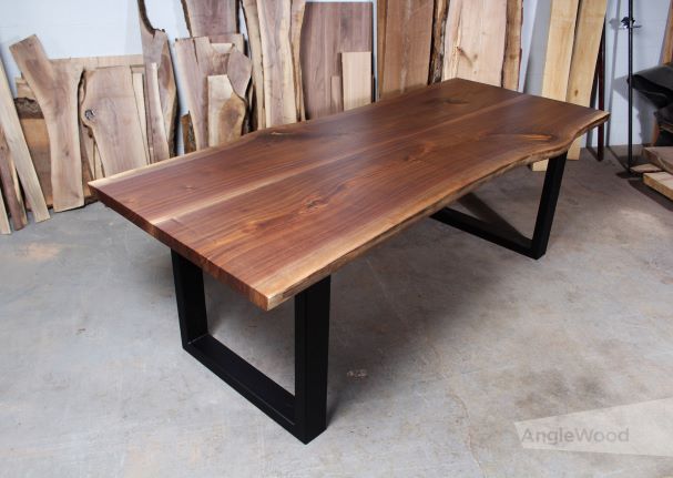 Walnut Live Edge Dining Table U Legs - Anglewood Furniture