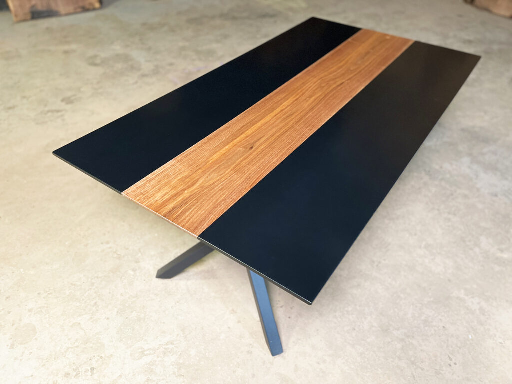 Walnut Dining Table with Solid Black Epoxy overview
