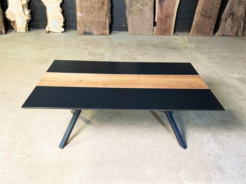 Walnut & Black Epoxy Table Top - side view