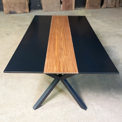 Walnut Dining Table with Solid Black Epoxy