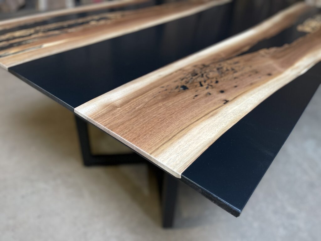 Walnut Dining Table - Matte Black Urethane - attention to details