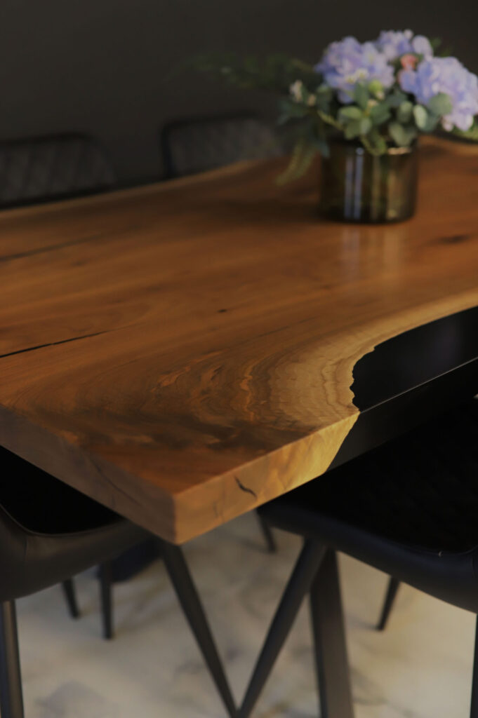 Rustic Dining Table Dark Grey Metallic with Urethane Finish - Wood corner