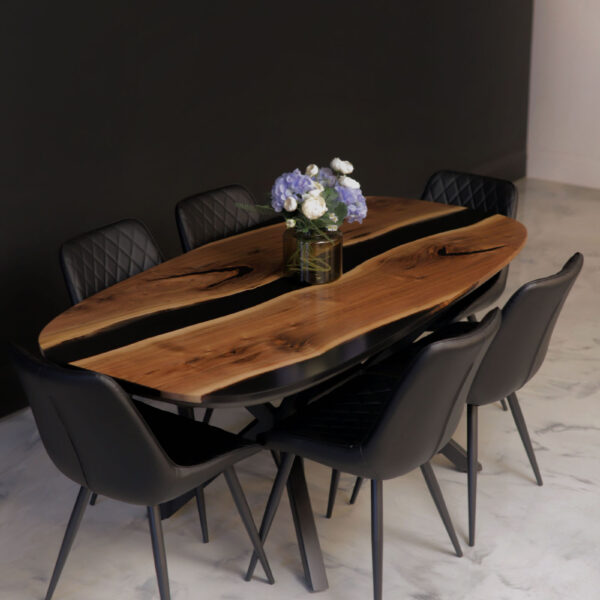 Dining Table Oval - Black Tinted Epoxy