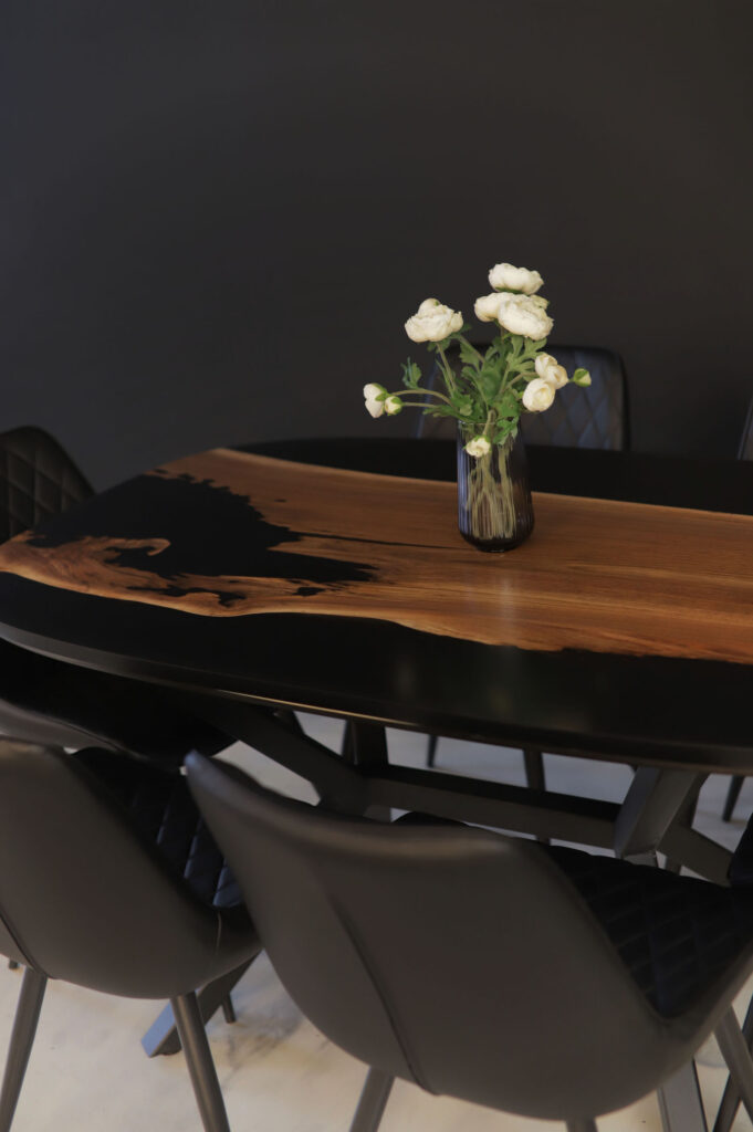Dining Room Table Walnut & Black Epoxy - Thickness