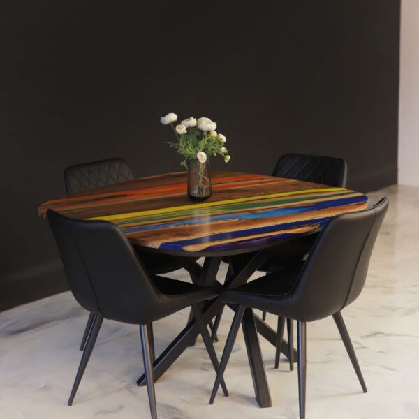 Kitchen Oval Table - Walnut & Multicolor Epoxy