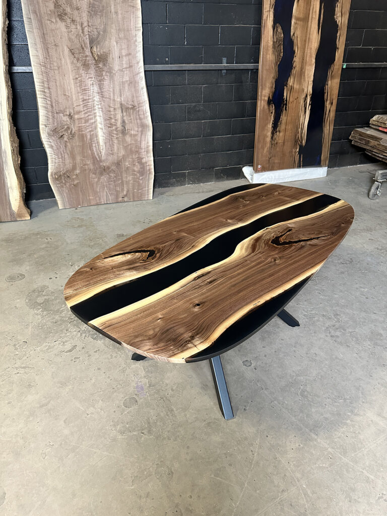 Oval Dining Table - Black Tinted Epoxy Overview