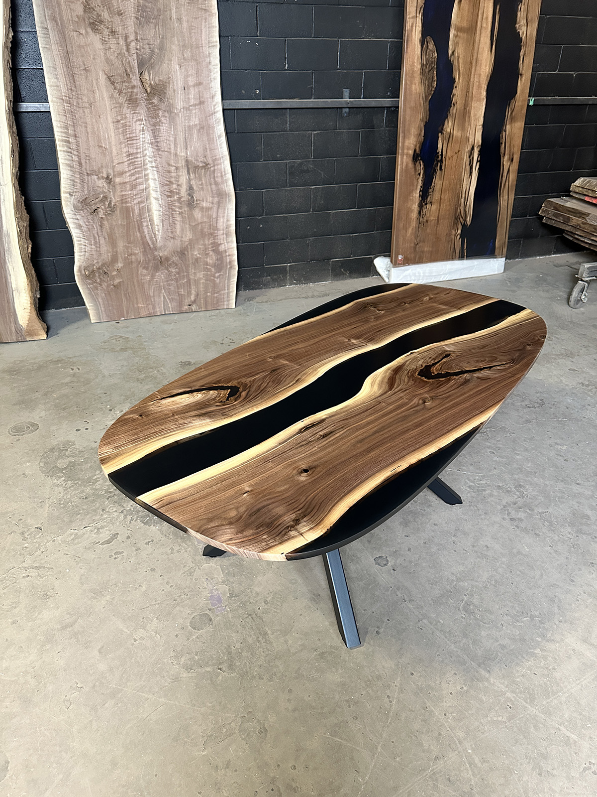 Oval Dining Table - Black Tinted Epoxy