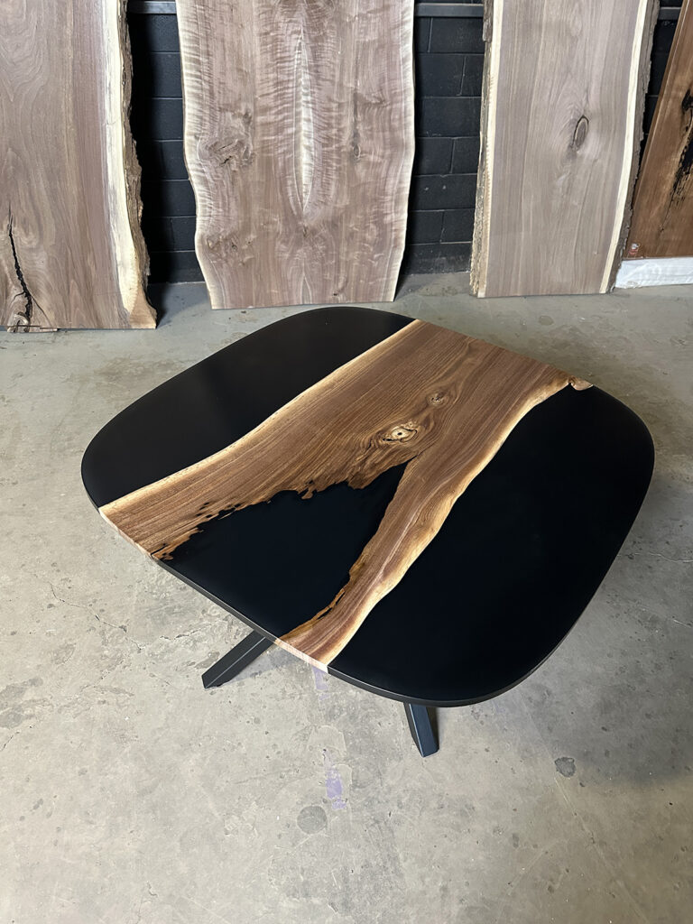 Oval Kitchen Dining Table - Black Epoxy Overview