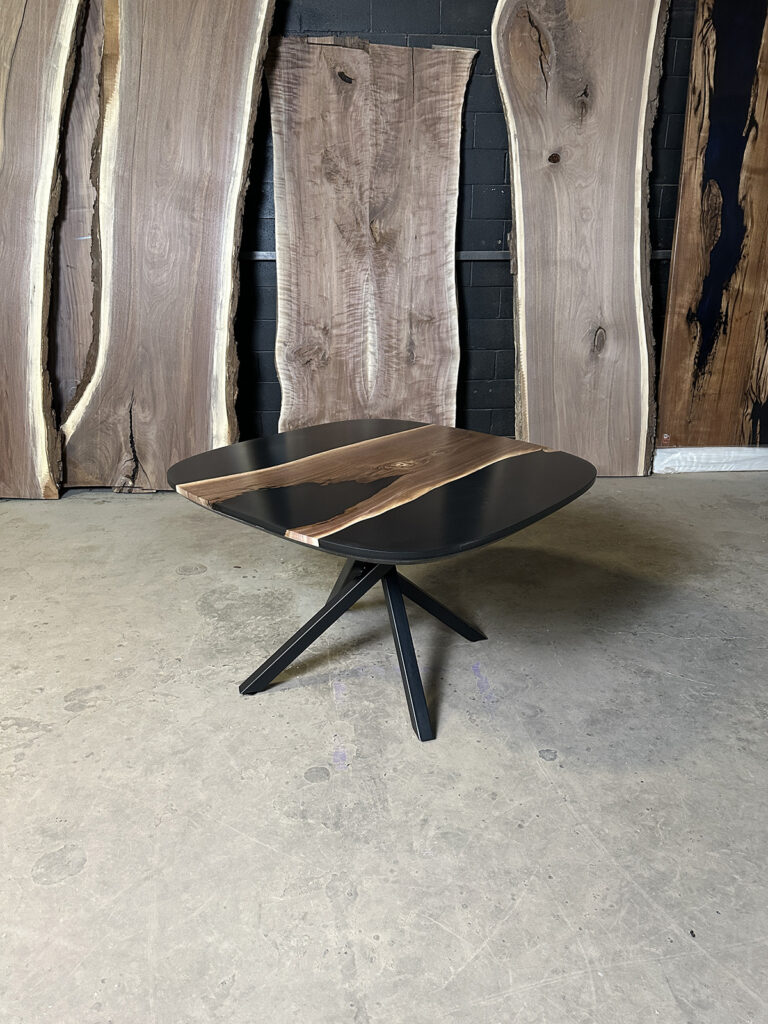Oval Kitchen Dining Table - Black Epoxy Side