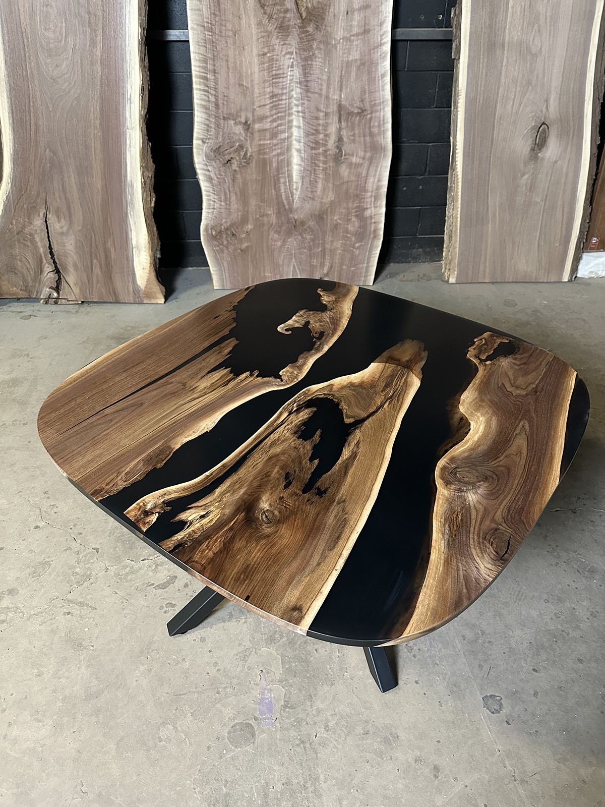 Kitchen Table - Black Epoxy & Walnut