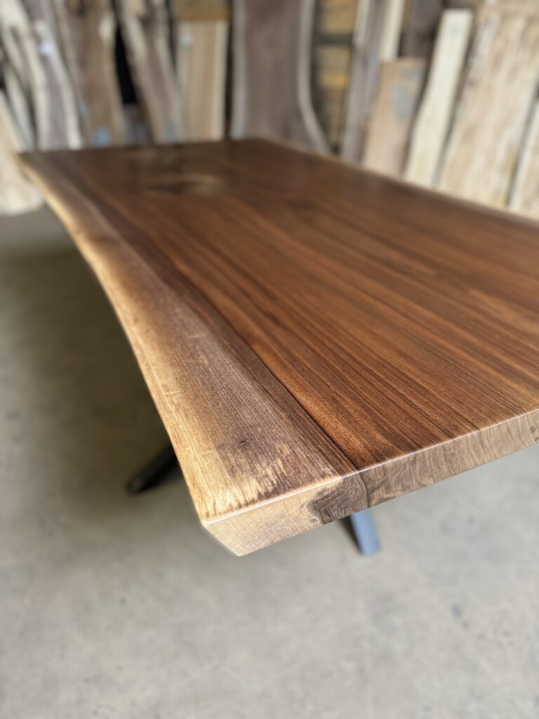 Walnut Dining Table Live Edge – Truly Unique Corner - thick and sturdy