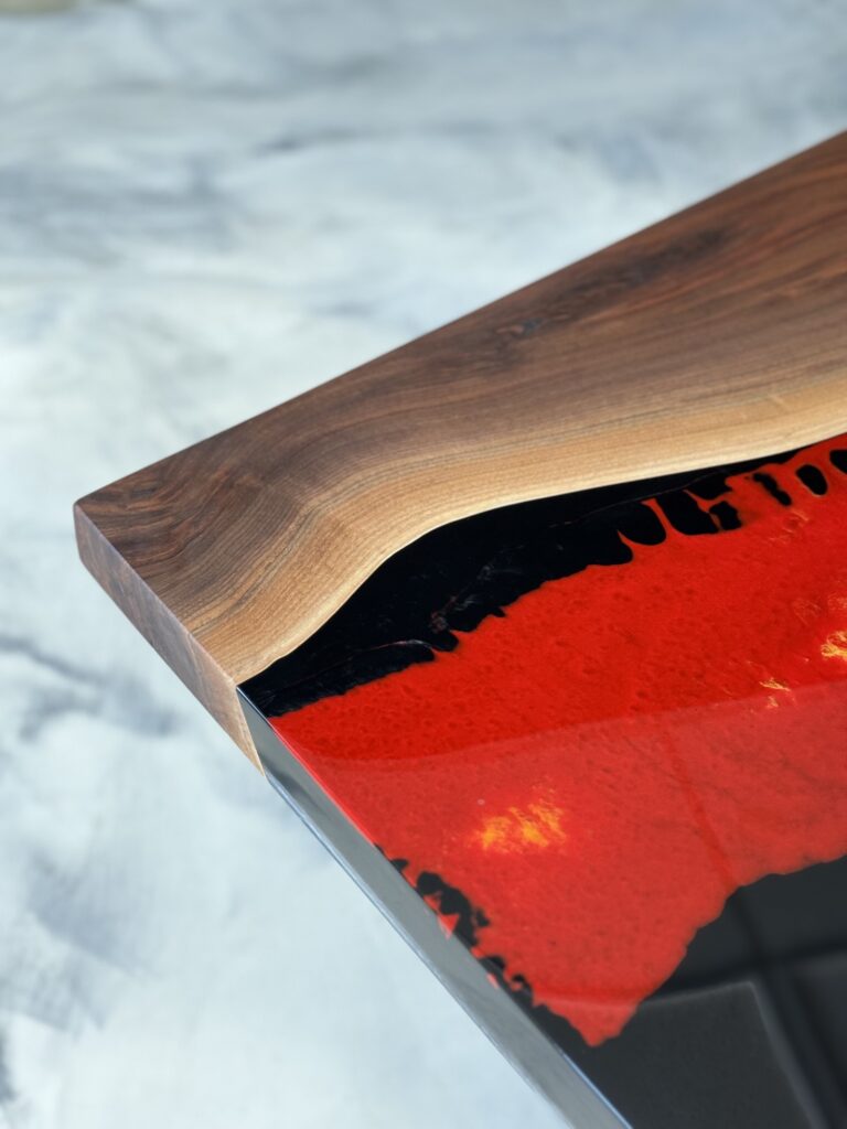 Epoxy Coffee Table - Dark Lava - Rubio Finish - perfect finish