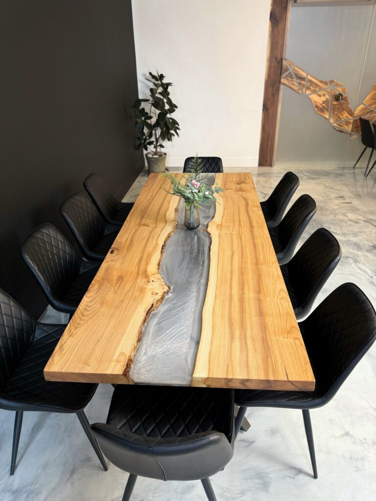 Conference Room Table - Ash & Clear Epoxy - suitable for 10 people