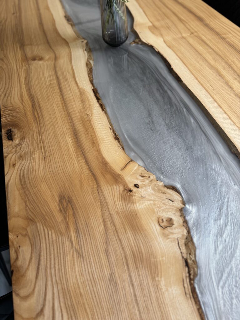 Conference Room Table - Ash & Clear Epoxy - live edges