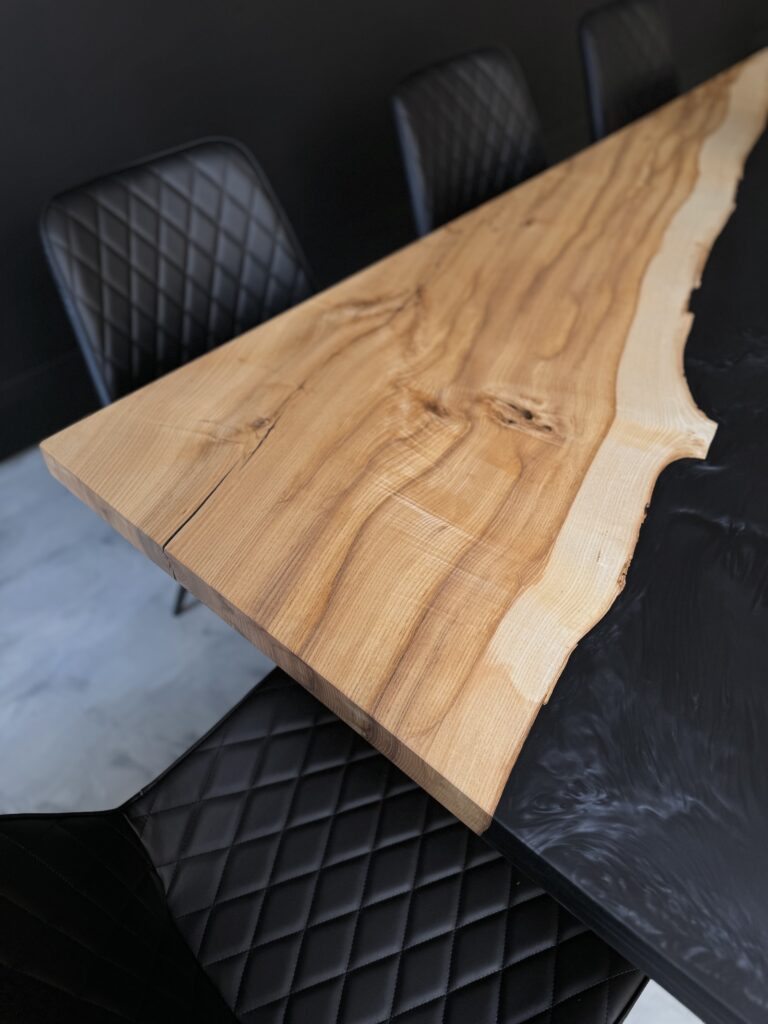 Color Contrast Ash Dining Table - wood corner