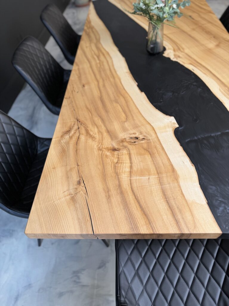 Color Contrast Ash Dining Table - wood lines