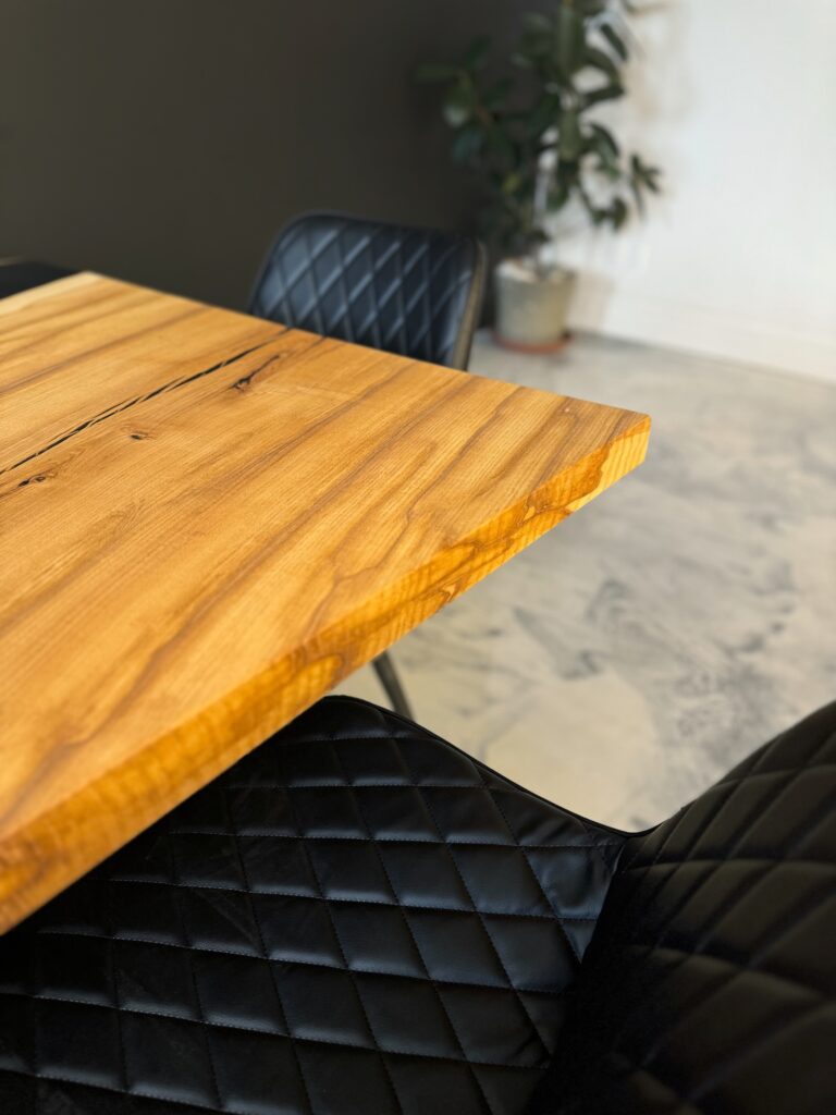 Color Contrast Ash Dining Table - warm and bright wood accents