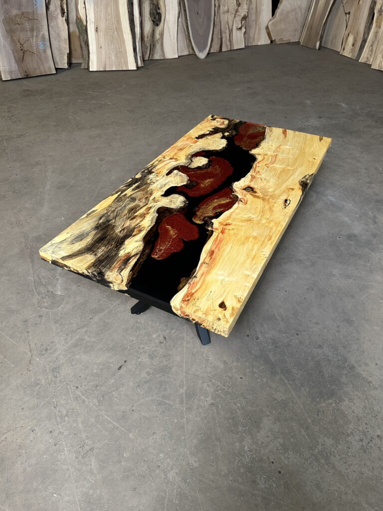 Live Edge Coffee Table - Cooling Lava | Anglewood Overview